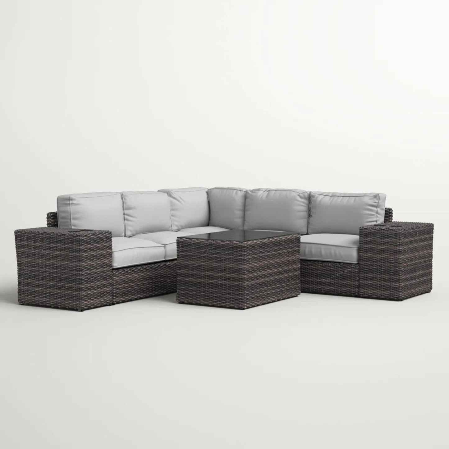 Modern Patio Rattan Sectional Set With Cushions