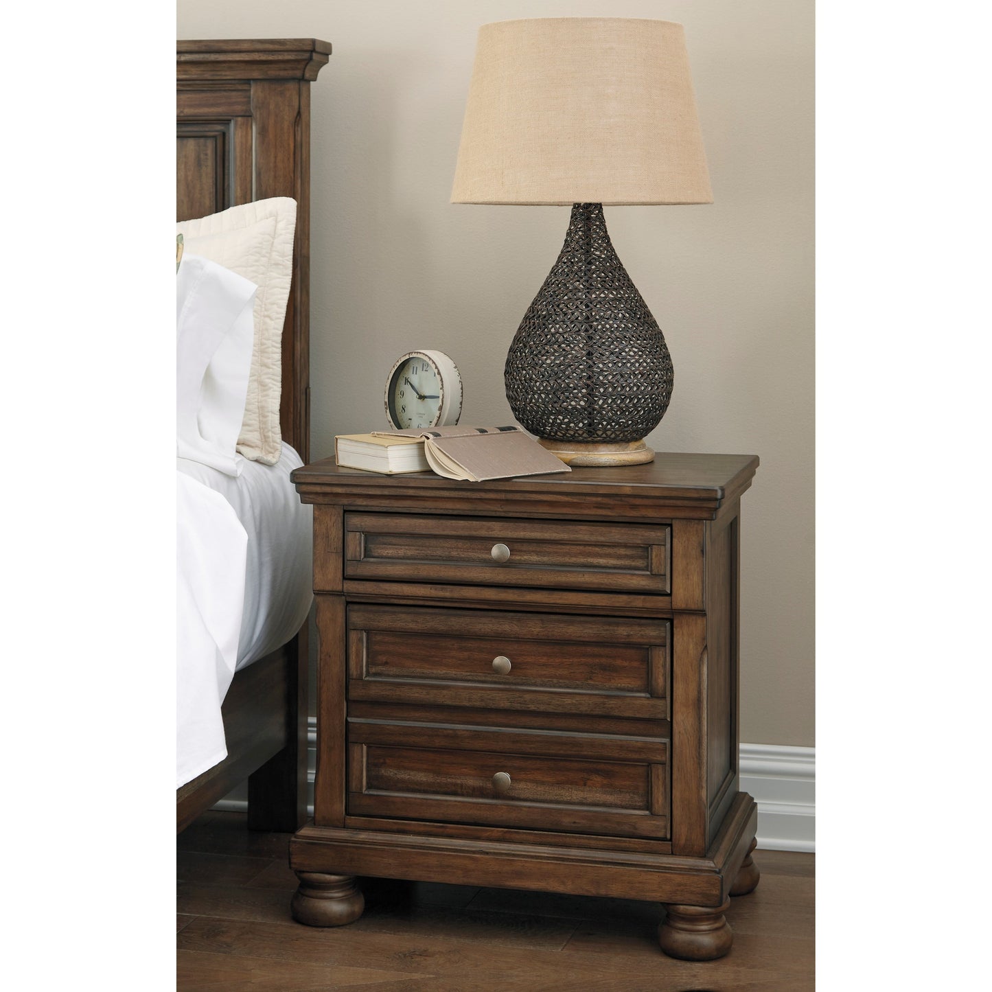 2-Drawer Nightstand with Hidden Felt-Lined Jewelry Drawer