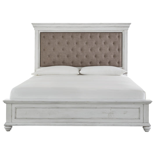 California King Relaxed Vintage King Upholstered Bed with Distressed Finish