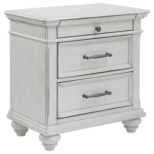 Cottage 3-Drawer Nightstand with Distressed Finish