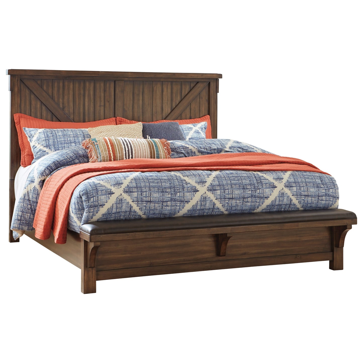 Queen Panel Bed with Footboard Bench