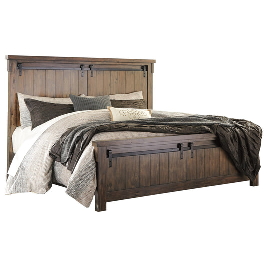 Queen Panel Bed with Barn Door Style Hardware