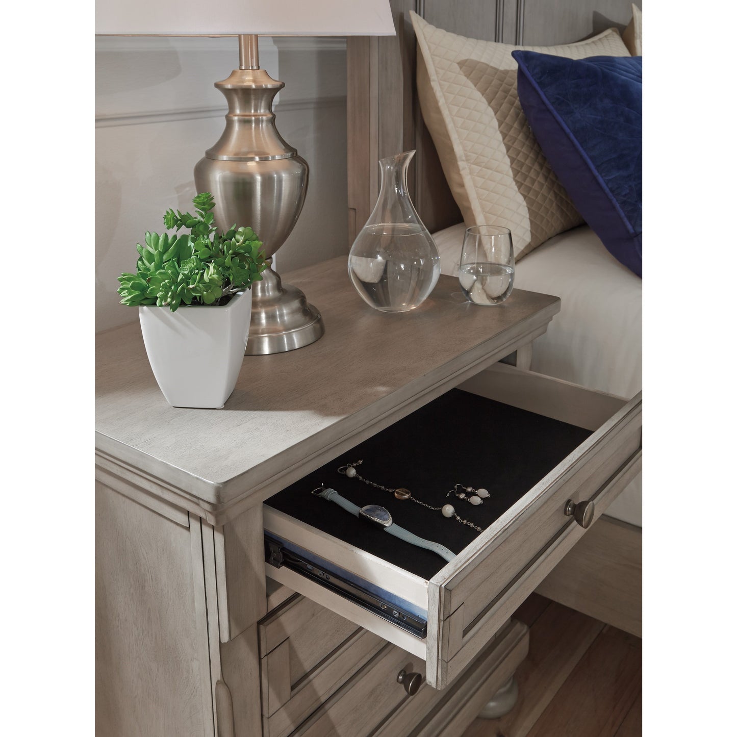 Casual 2-Drawer Nightstand with Felt-Lined Top Drawer