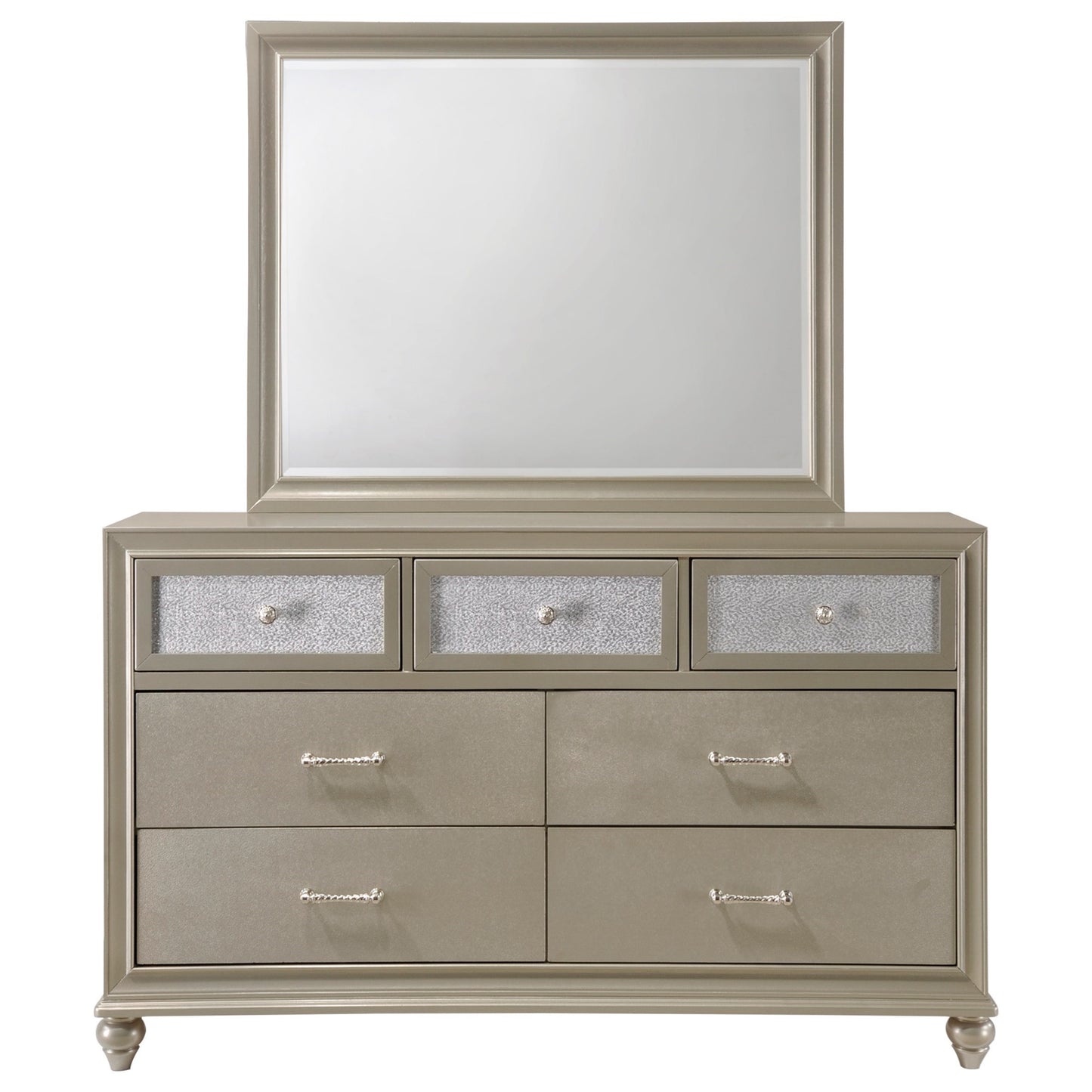Glam Dresser and Mirror Set with Two-Toned Drawer Fronts