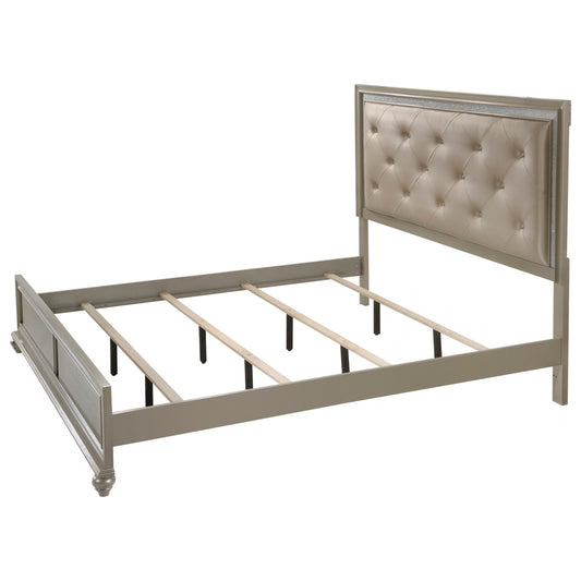 Glam Queen Bed with Upholstered Headboard