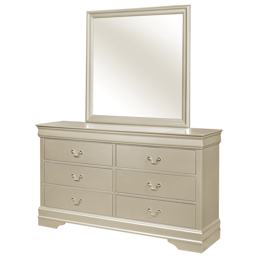 Transitional 6 Drawer Dresser with Mirror