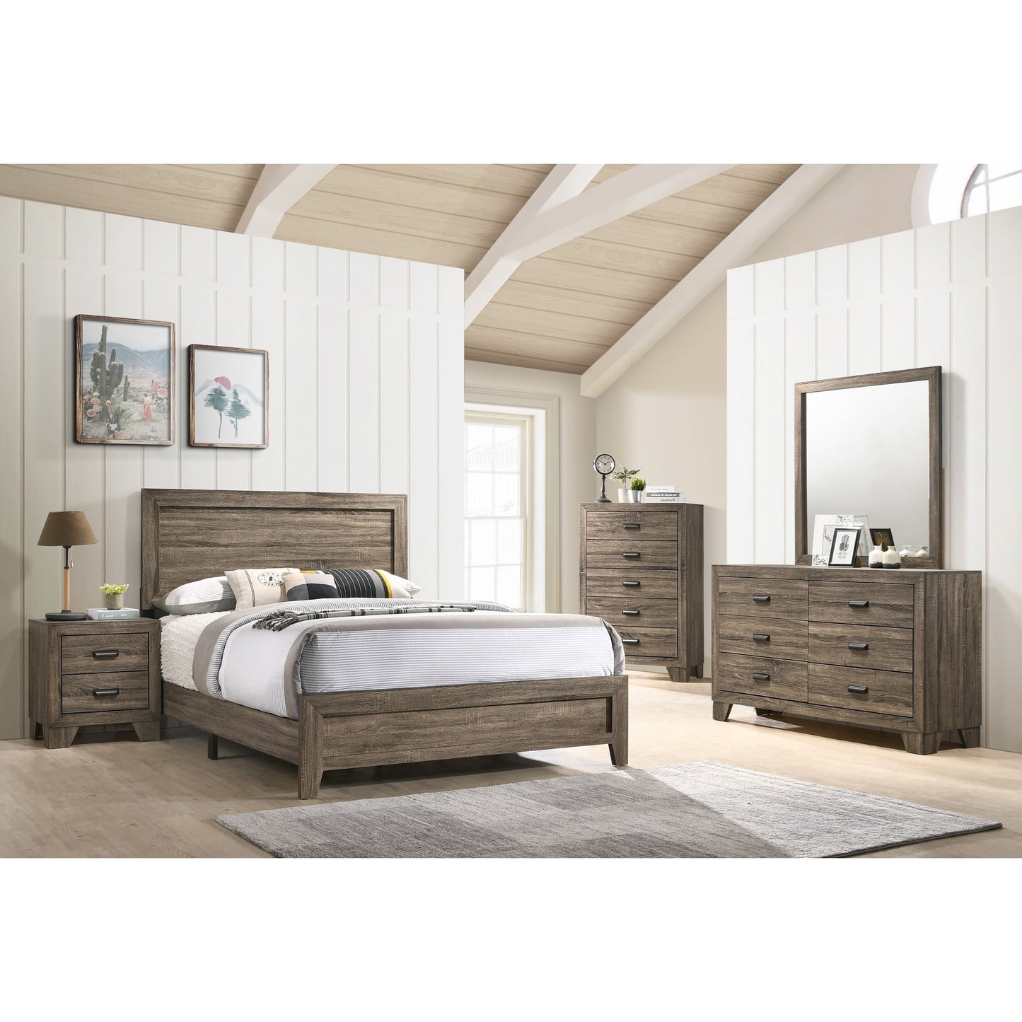 Transitional 6-Drawer Dresser with Metal Hardware