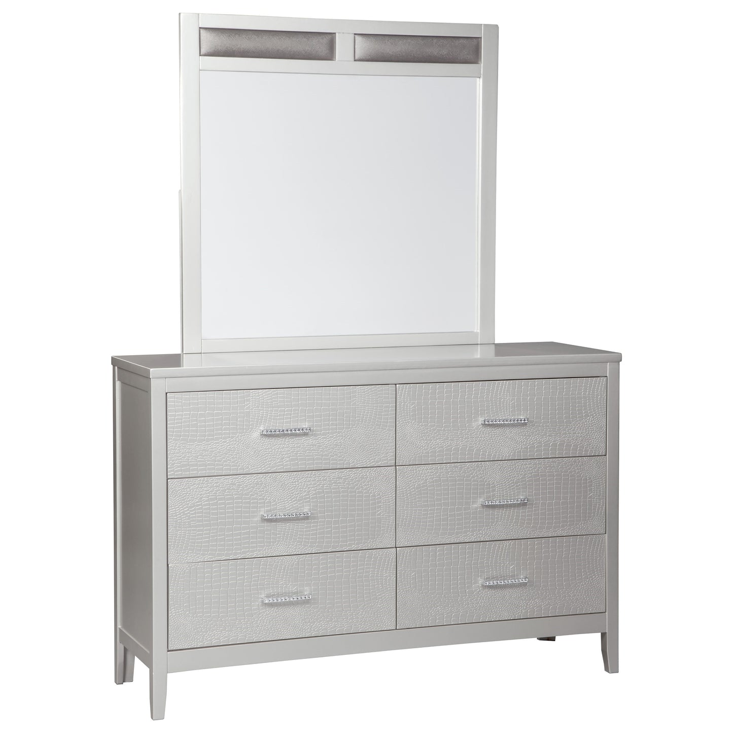 Glam Bedroom Mirror with Upholstered Panels