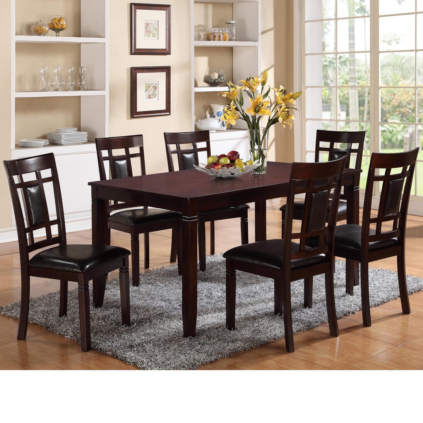 7 Piece Table and Chair Set  with Block Feets