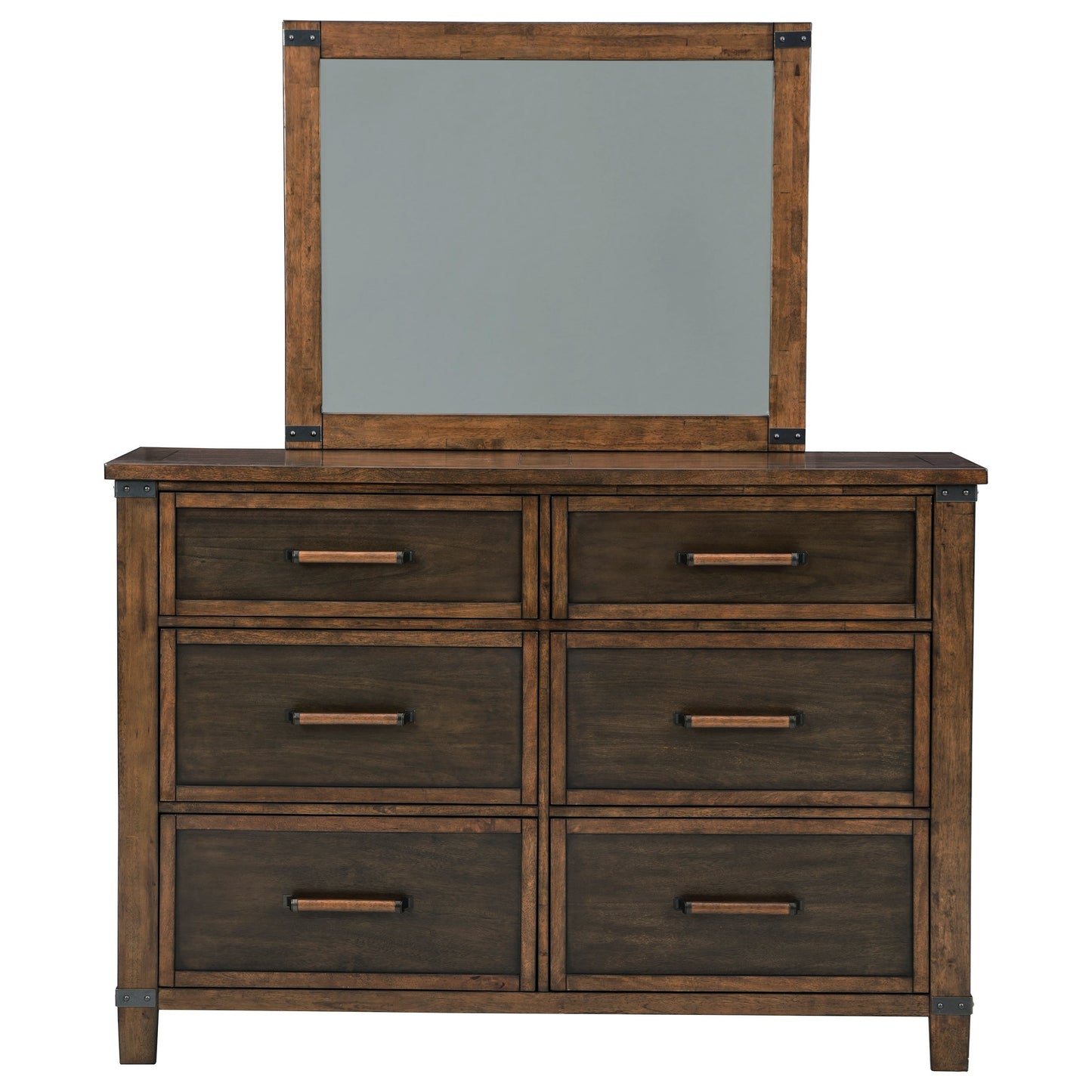 Two-Tone Mango Veneer Dresser & Bedroom Mirror