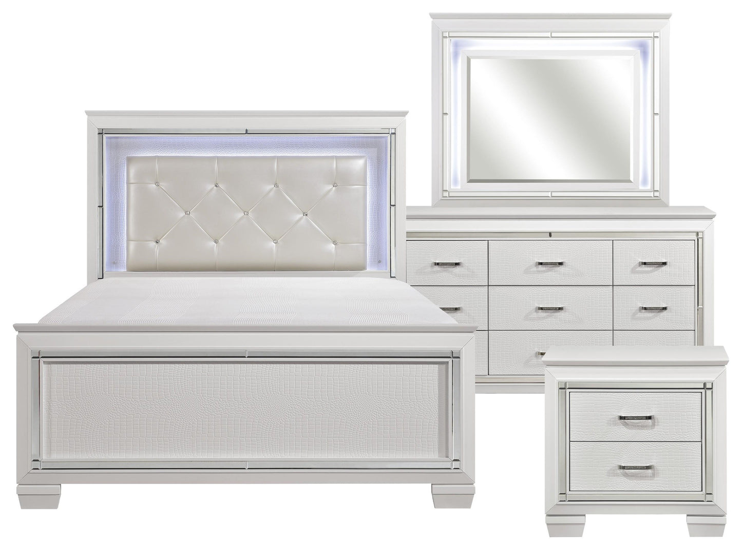 Full Bed Dresser Mirror and 1 Nightstand