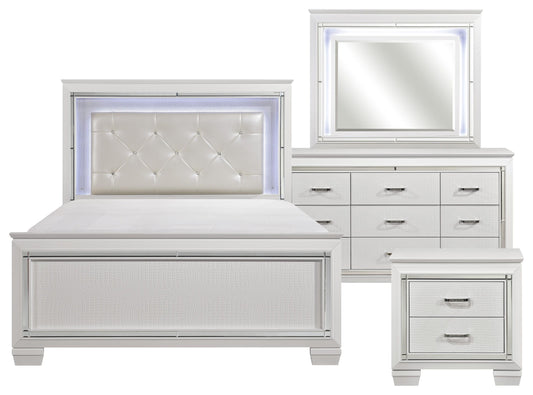 Full Bed Dresser Mirror and 1 Nightstand