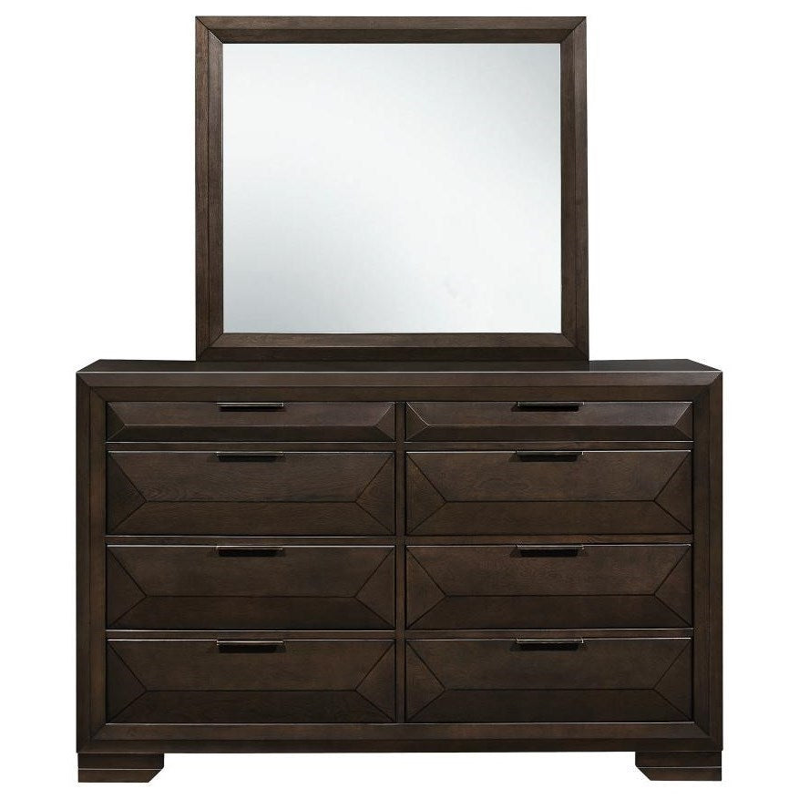 Contemporary Eight Drawer Dresser and Mirror Set