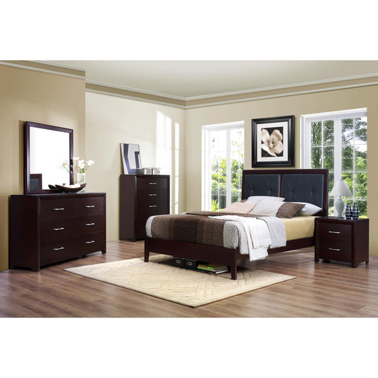 Contemporary Queen Panel Bed  with Button-Tufted Headboard Panels
