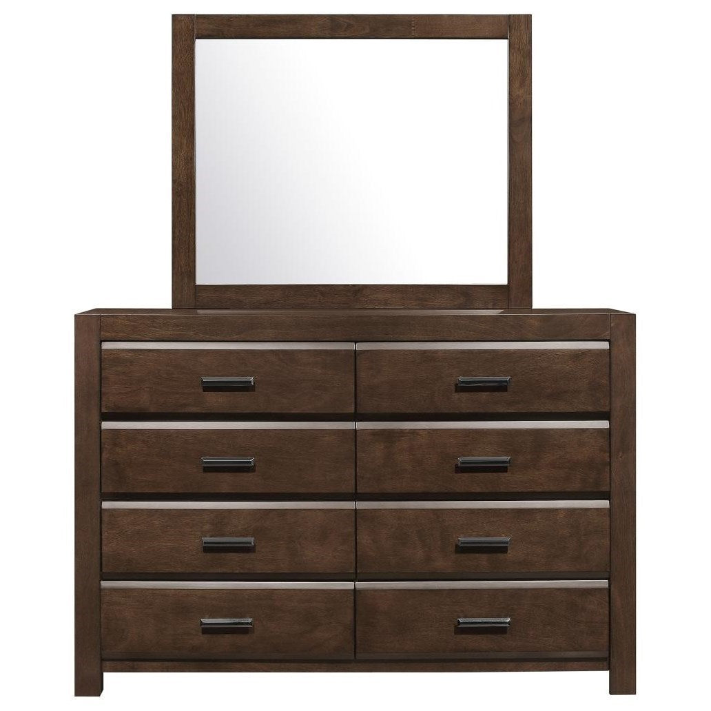 Eight Drawer Dresser and Mirror Set