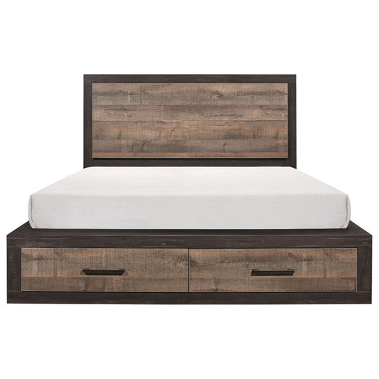 Contemporary Queen Platform Bed with Footboard Storage