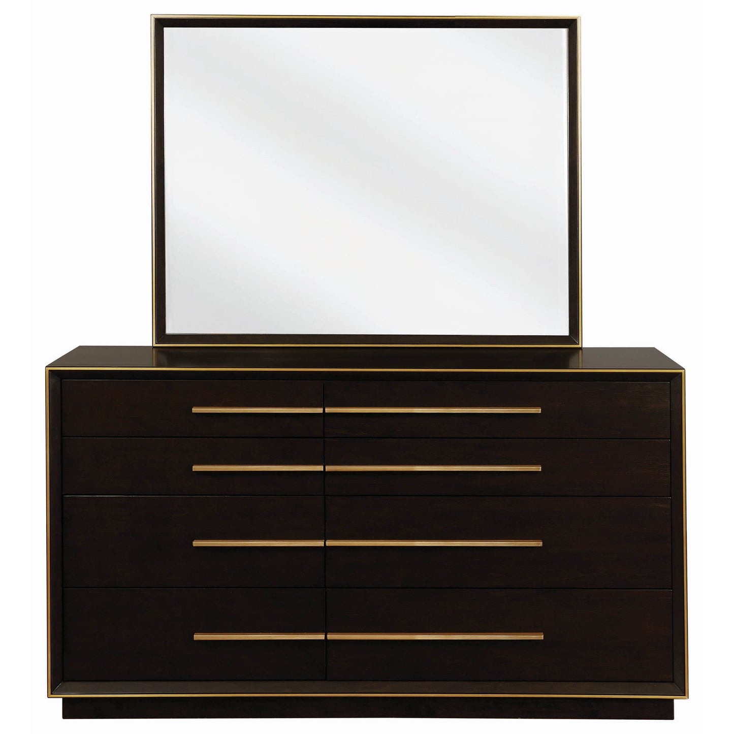 Contemporary Dresser Mirror with Metal Trim