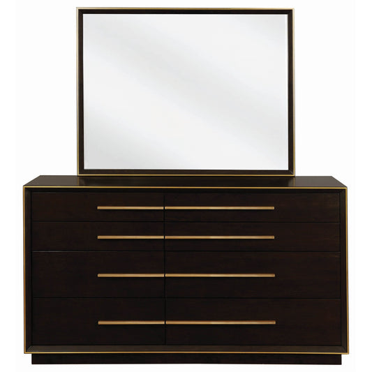 Contemporary Dresser Mirror with Metal Trim