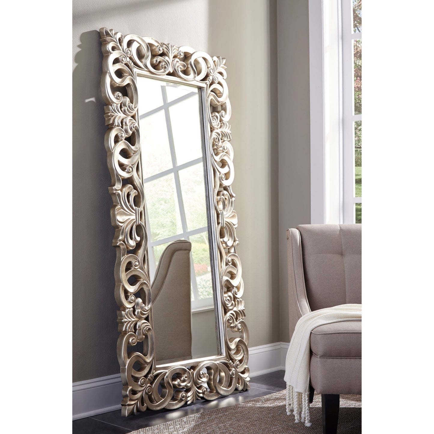 Lucia Antique Silver Finish Accent Mirror