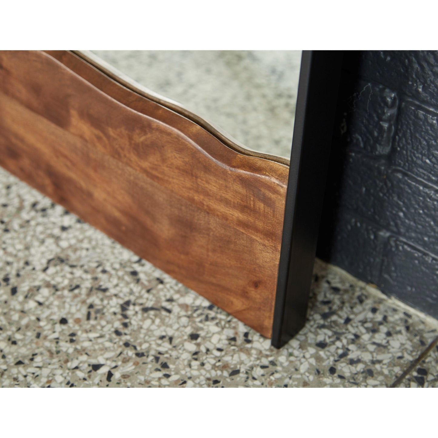 Contemporary Metal/Wood Floor Mirror with Faux Live Edge