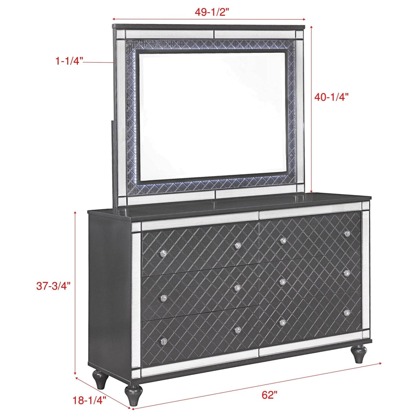 Glam Landscape Dresser Mirror with Mirror Plating