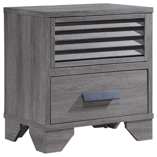 Casual Two Drawer Weathered Gray Night Stand