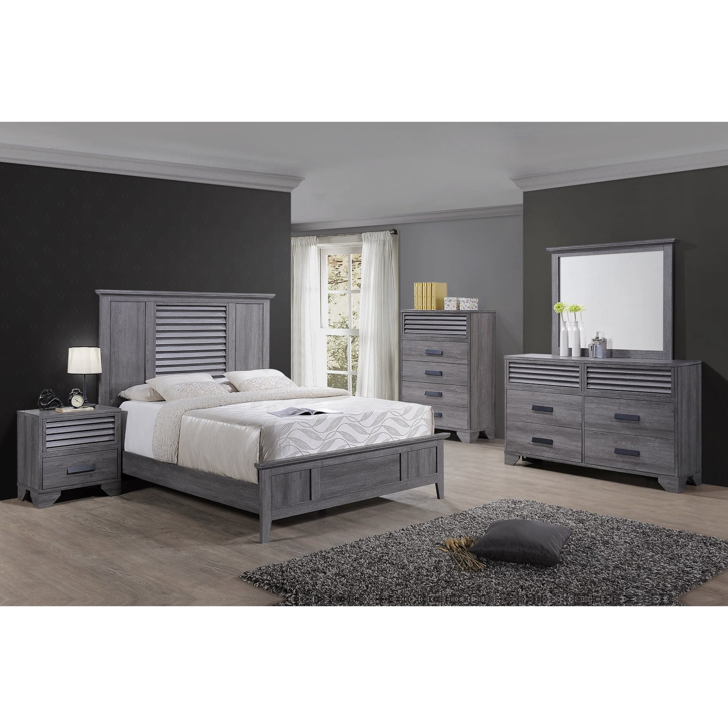 Casual Two Drawer Weathered Gray Night Stand