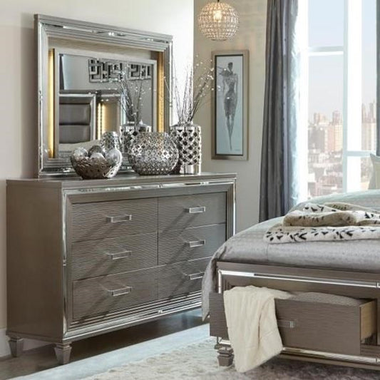 Glam 6-Drawer Dresser and Mirror Set