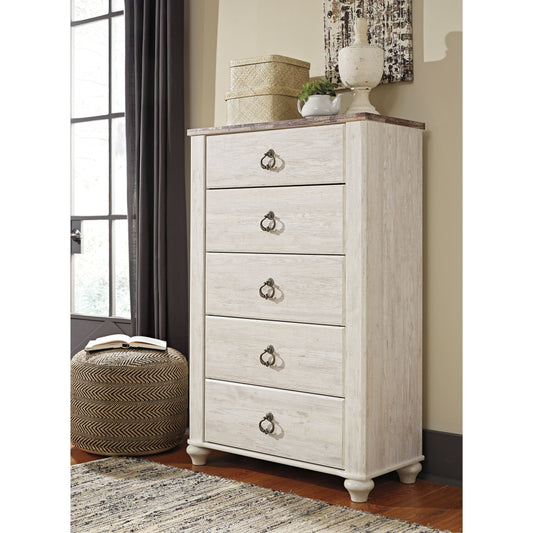 Two-Tone 5-Drawer Chest with Bun Feet