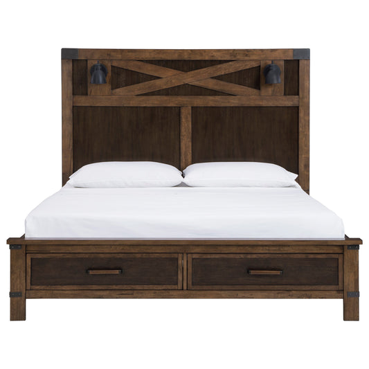 King Storage Bed w/ Sconce Lights