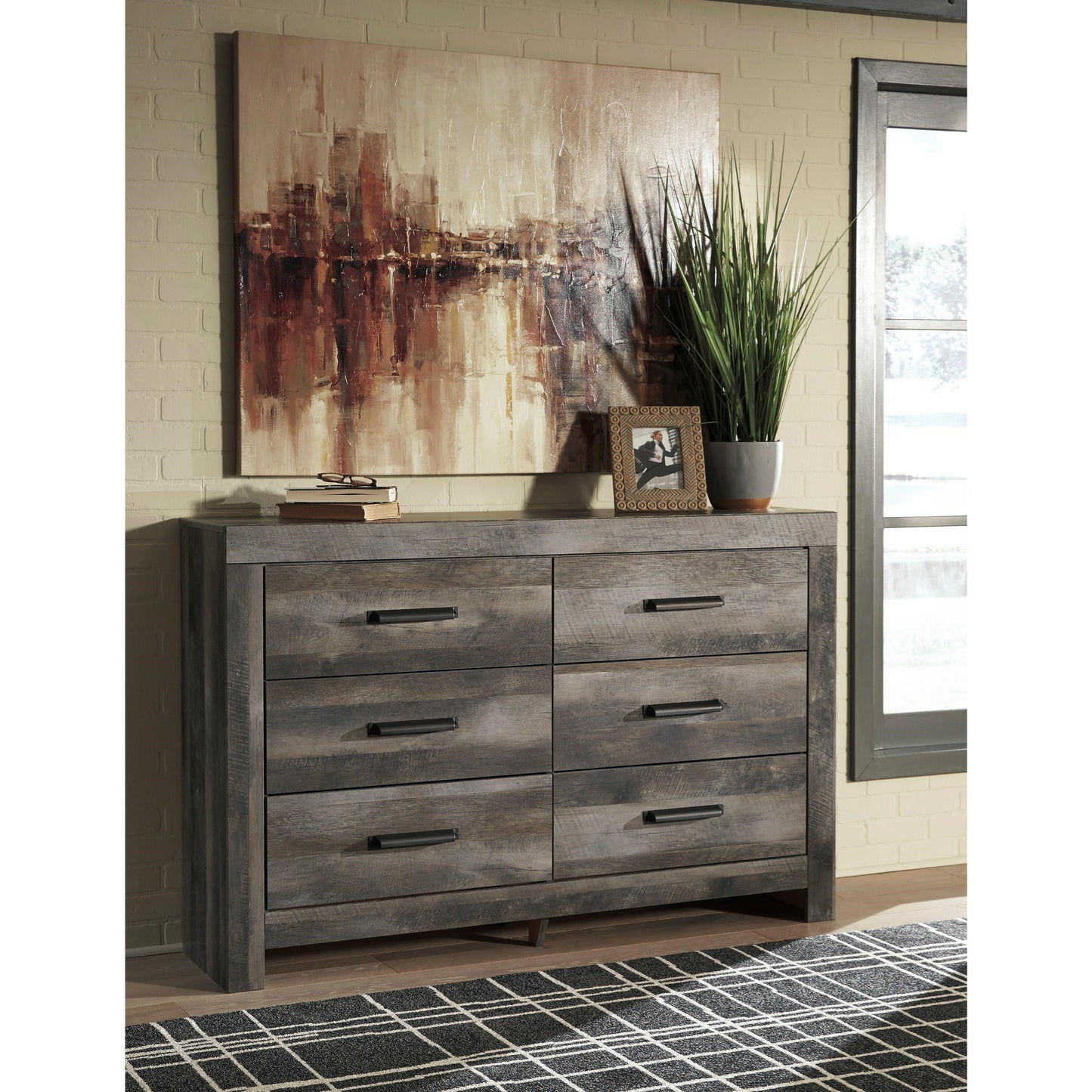 Rustic Plank Effect 6-Drawer Dresser