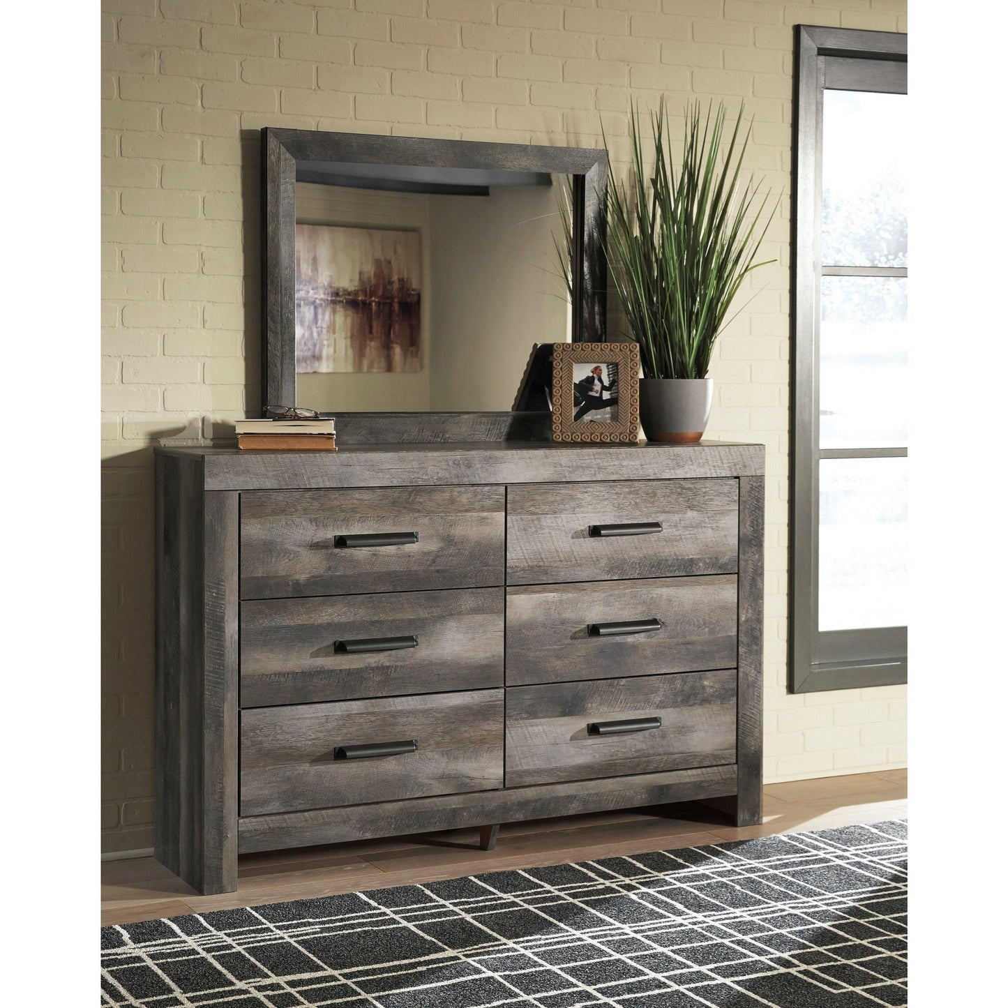 Rustic Plank Effect 6-Drawer Dresser